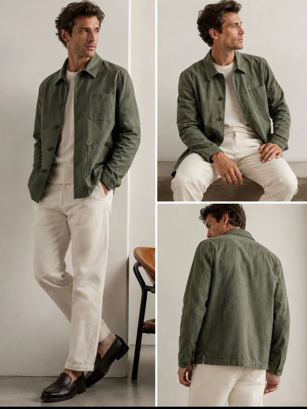 MR P. Cotton Field Jacket Olive Green Military Utility Textured Work Men’s S